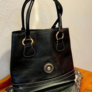 Dooney & Bourke black pebble leather medium satchel. Vintage and rare.